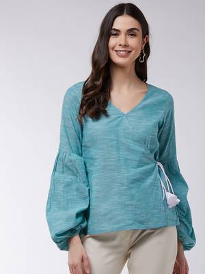 Green printed cotton tops 1