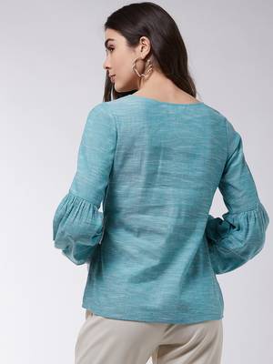Green printed cotton tops 3