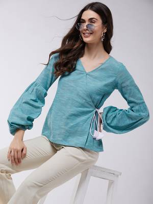 Green printed cotton tops 5