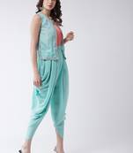 Turquiose printed crepe tops