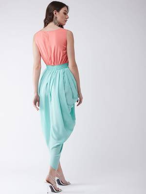 Turquiose printed crepe tops 2