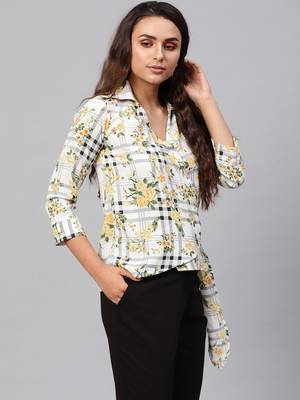 White printed polyester tops 1