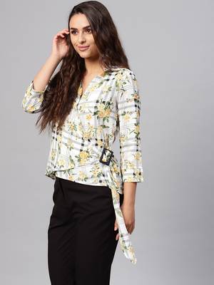 White printed polyester tops 2