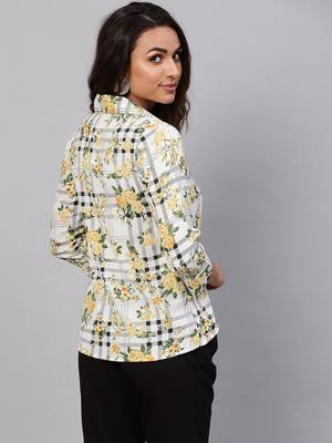 White printed polyester tops 3