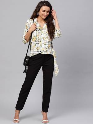 White printed polyester tops 5