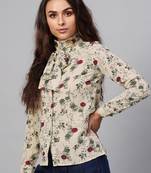 Multicolor printed polyester tops