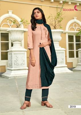 Peach embroidered viscose ethnic-kurtis 1