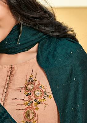 Peach embroidered viscose ethnic-kurtis 2