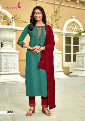 Green embroidered viscose ethnic-kurtis 1
