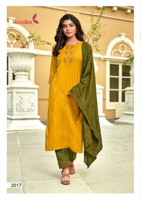 Mustard embroidered viscose ethnic-kurtis 1