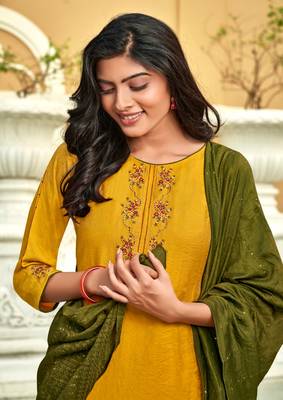 Mustard embroidered viscose ethnic-kurtis 2
