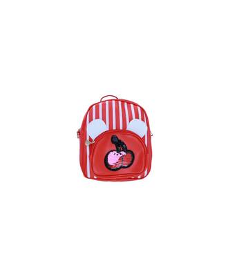 Morus Red Pu Leather Backpack For Girls 1