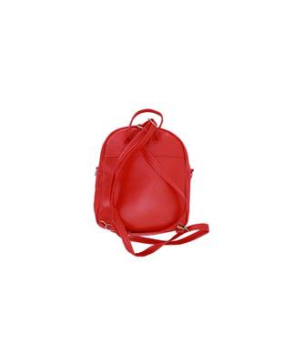 Morus Red Pu Leather Backpack For Girls 2