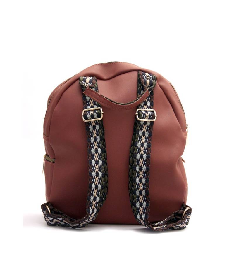 Morus Pink Plain Pu Leather Backpack For Girls
