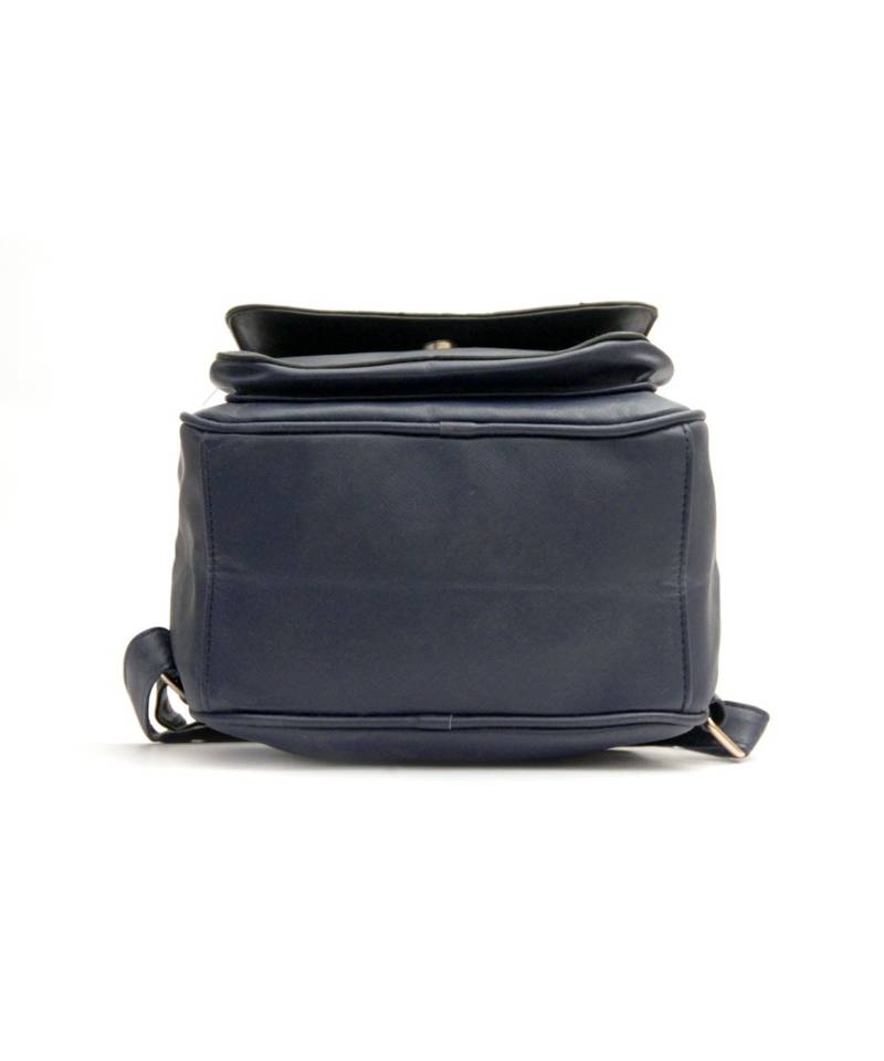 Morus Black Plain Pu Leather Backpack For Girls