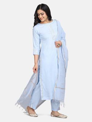 Aqua  Solid Kurta With Pant And Dupatta 6