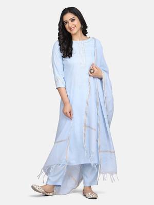 Aqua  Solid Kurta With Pant And Dupatta 1