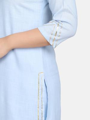 Aqua  Solid Kurta With Pant And Dupatta 7