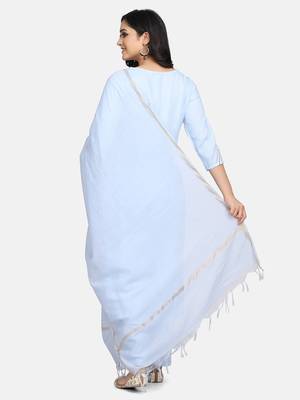 Aqua  Solid Kurta With Pant And Dupatta 8