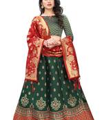Green Jacquard semi stitched Lehenga Choli For Women.