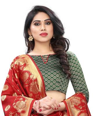 Green Jacquard semi stitched Lehenga Choli For Women. 4