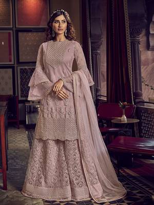 Light-pink embroidered net salwar 1