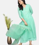 Mint Green Embroidered Kurta With Inner And Outer And Dupatta