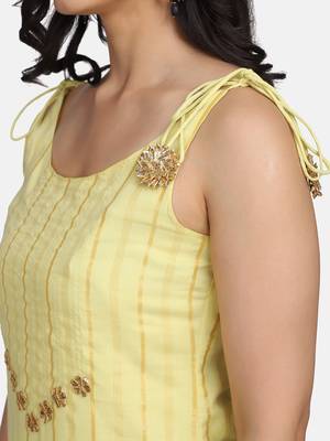 Yellow Embroidered Kurta And Palazzo With Ombre Dupatta 7