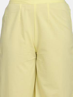 Yellow Embroidered Kurta And Palazzo With Ombre Dupatta 9