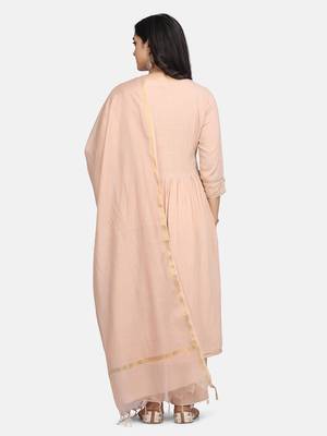 Beige Embrodiered Kurta With Pant And Dupatta 18