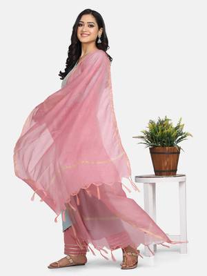 Blue Embroidered Kurta With Palazzo And Dupatta 8