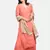 CORAL  EMBROIDERED KURTA WITH PALAZZO AND DUPATTA