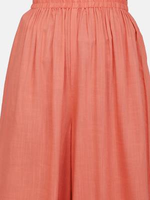 Coral  Embroidered Kurta With Palazzo And Dupatta 12