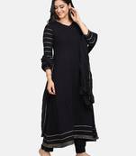 BLACK SOLID KURTA WITH PANT AND DUPATTA