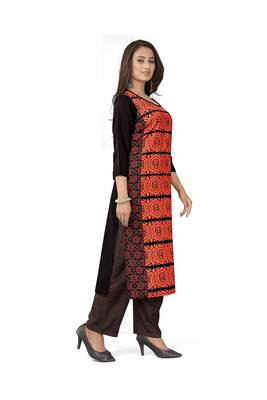 Orange printed crepe ethnic-kurtis 3