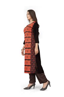 Orange printed crepe ethnic-kurtis 4