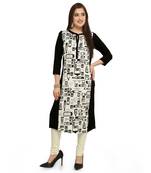 Black printed crepe ethnic-kurtis