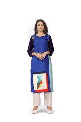 Blue printed rayon ethnic-kurtis 1