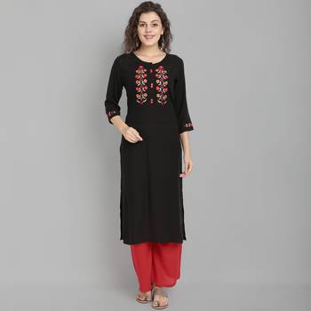 Black embroidered rayon ethnic-kurtis 2