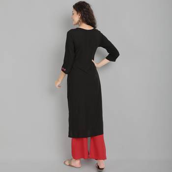 Black embroidered rayon ethnic-kurtis 5