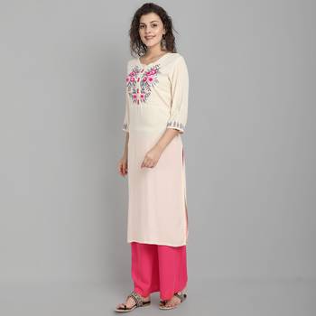 Cream embroidered rayon ethnic-kurtis 3