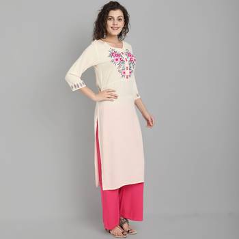 Cream embroidered rayon ethnic-kurtis 4