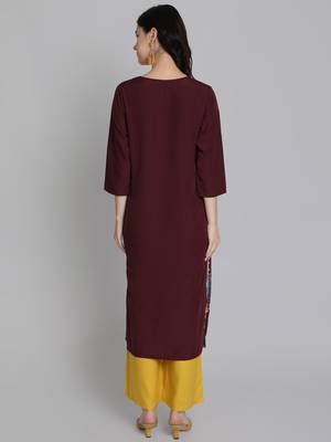 Maroon printed crepe ethnic-kurtis 5