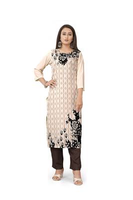 Cream printed rayon ethnic-kurtis 1