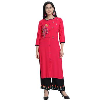 Pink embroidered rayon ethnic-kurtis 2