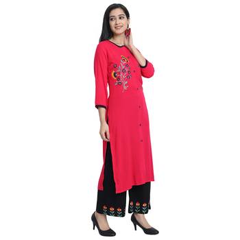 Pink embroidered rayon ethnic-kurtis 3