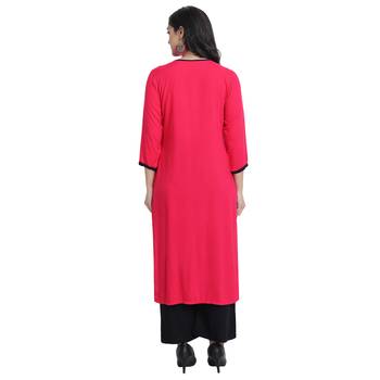 Pink embroidered rayon ethnic-kurtis 5