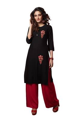 Black embroidered rayon ethnic-kurtis 2