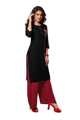 Black embroidered rayon ethnic-kurtis 3