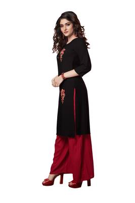 Black embroidered rayon ethnic-kurtis 4